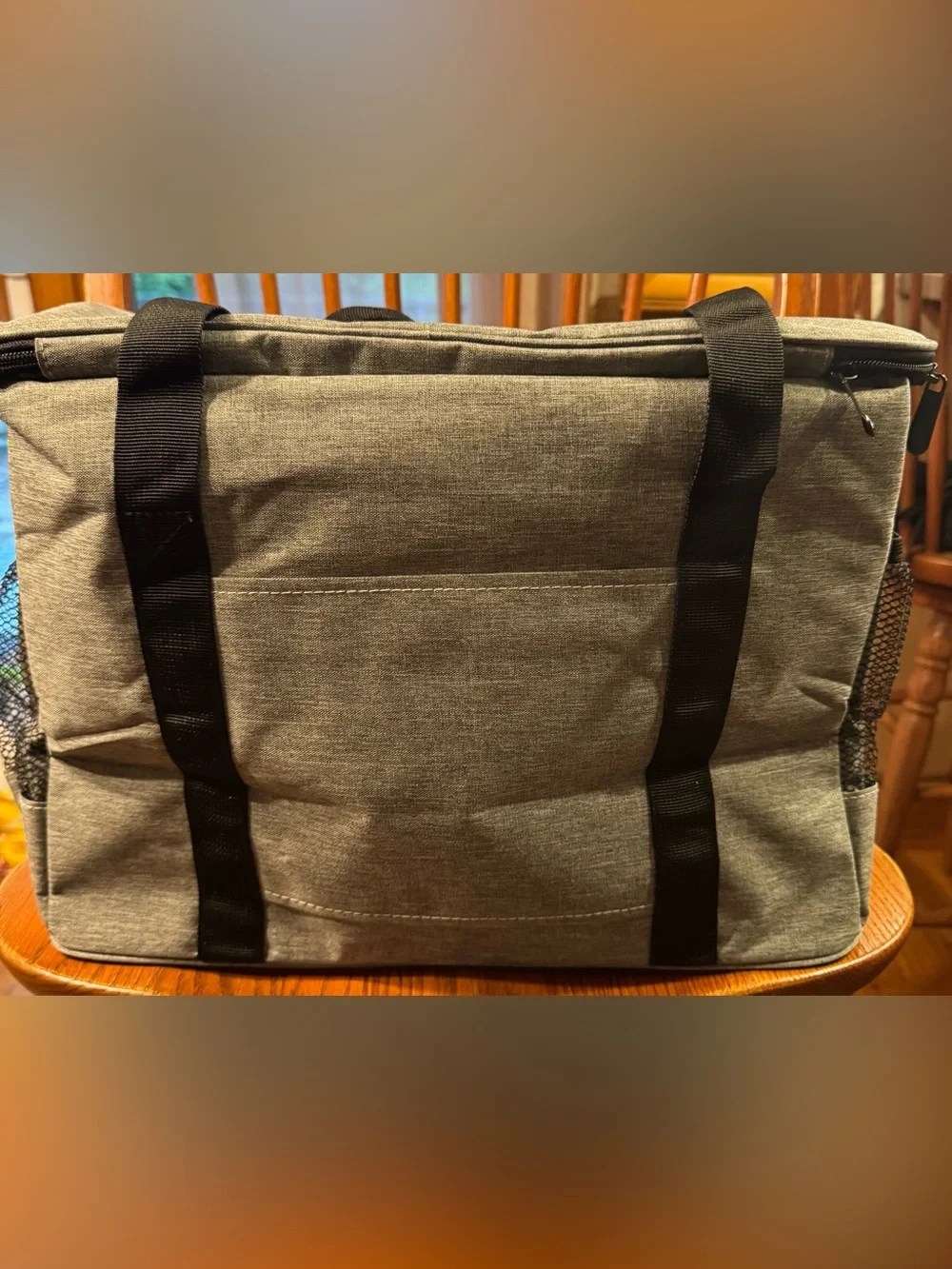 Cooler Gray Tote Bag with Black Handles Perfect for the Beach!